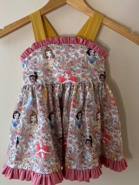 Toddler Girls Floral Princess Top Dress Handmade Boutique Disney Princess Print